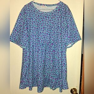 Vibrant Blue and Purple Leopard Print Tunic